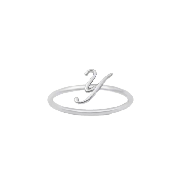 ♥️ DAINTY INITIAL STERLING SILVER RING - Picture 8 of 13